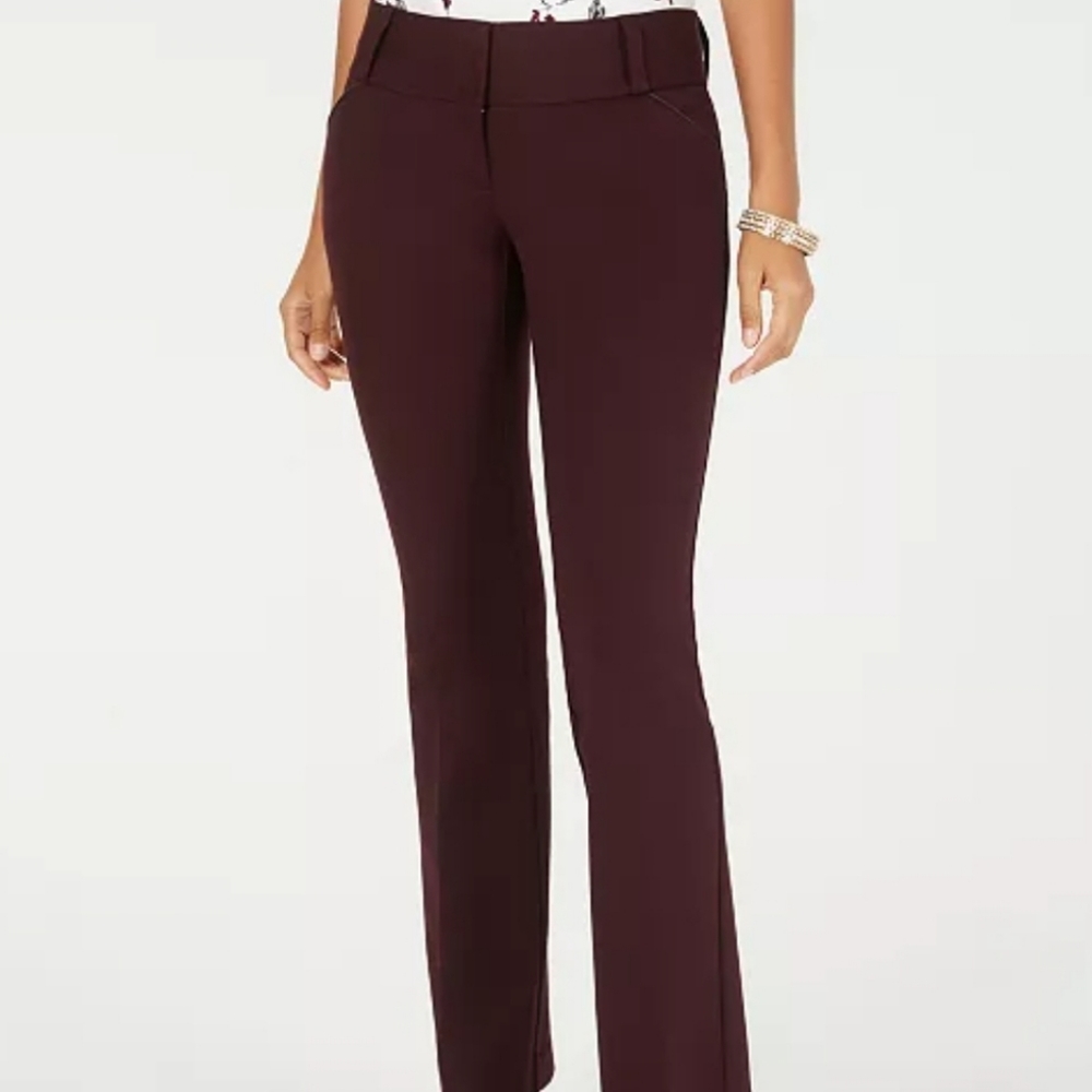 Alfani Work Pants Trouser Leg Tummy Control Professional New Wine Stretch